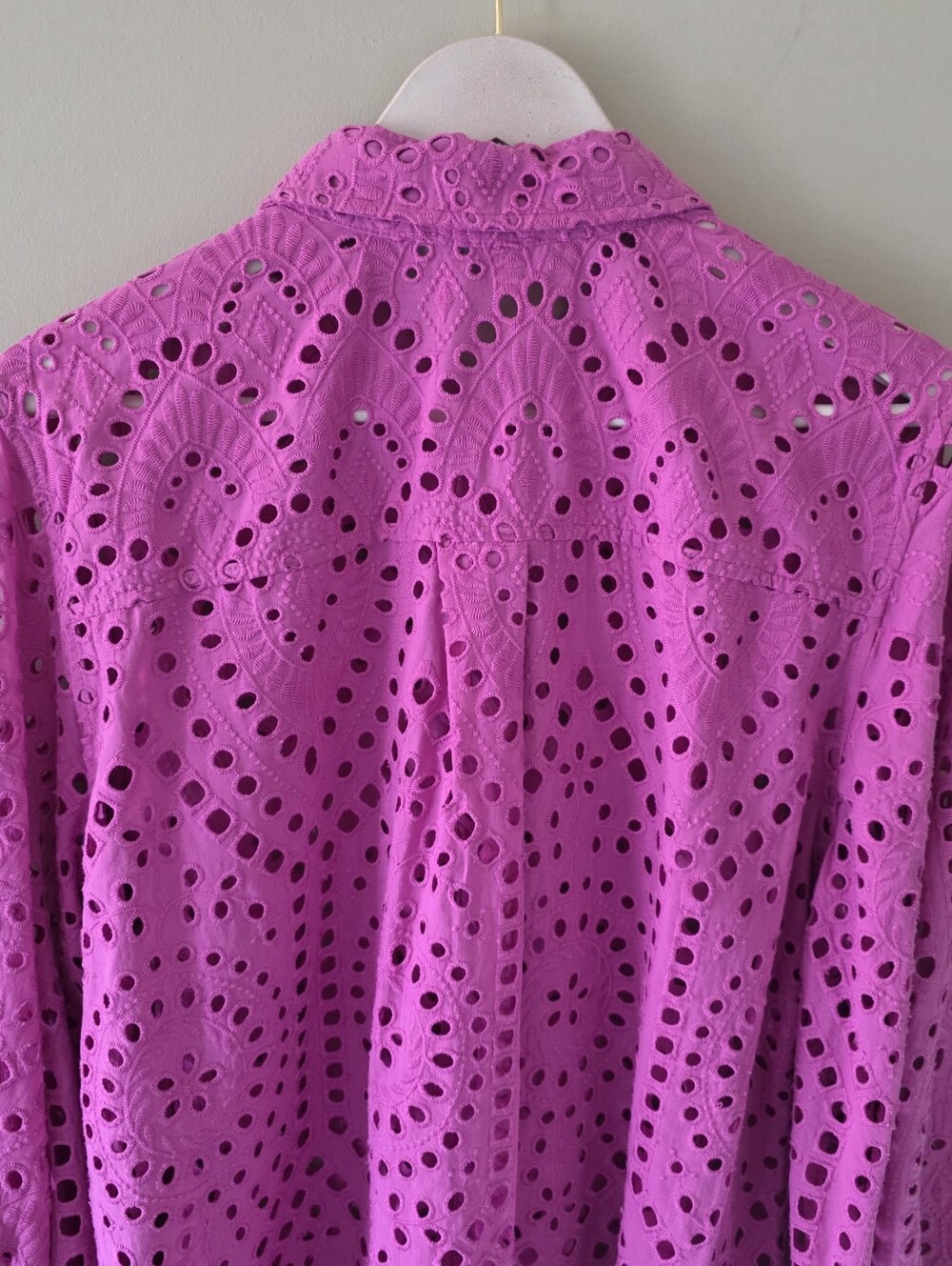 NWT Chico’s L Boho Romantic Resortwear Orchid Pink Eyelet Balloon Sleeve Blouse - Picture 12 of 16